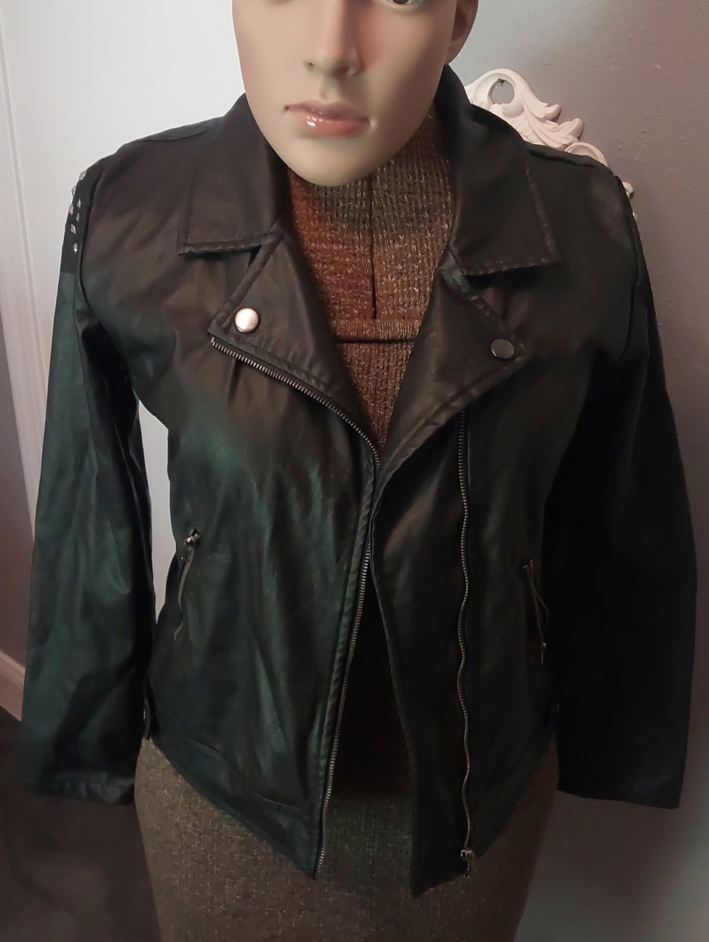 Disney (2.5) Black Faux Leather Moto Jacket for Kids